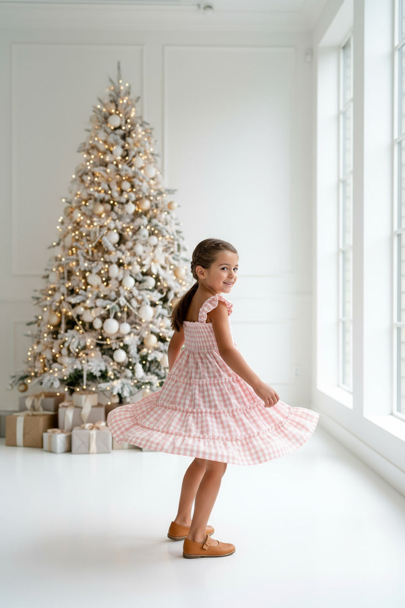 SS Girl's Dress Pia Dress (pink gingham)