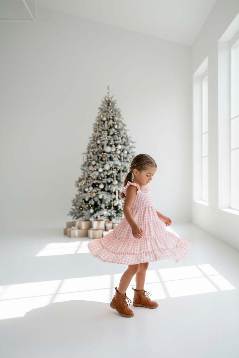SS Girl's Dress Pia Dress (pink gingham)