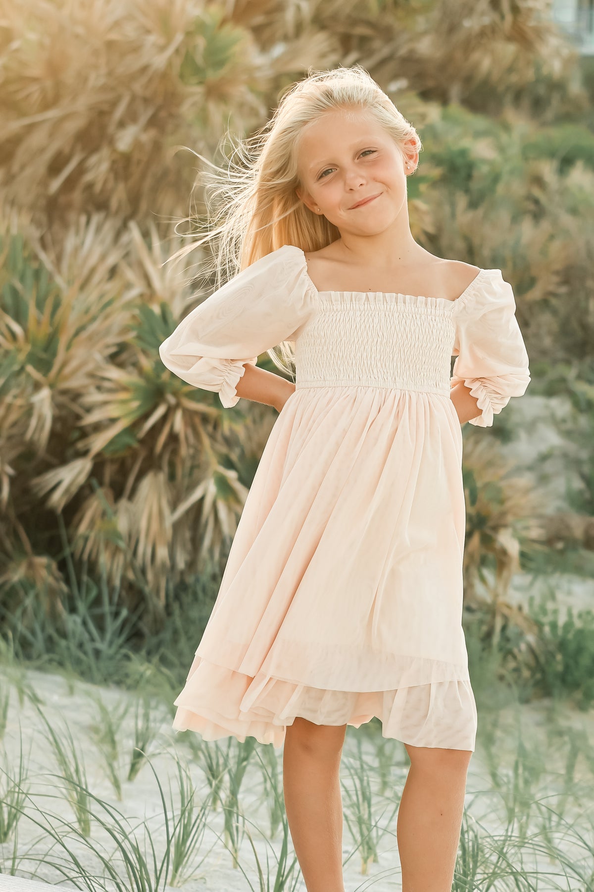 SS Girl's Dress Eowen Dress (ecru blush tulle)