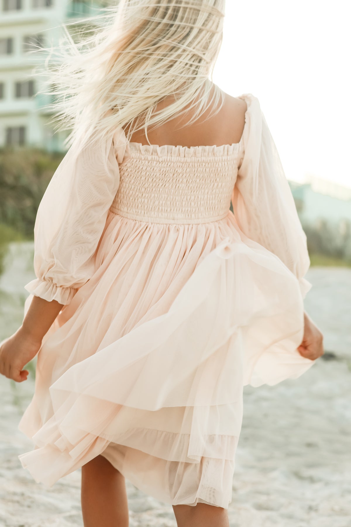 SS Girl's Dress Eowen Dress (ecru blush tulle)