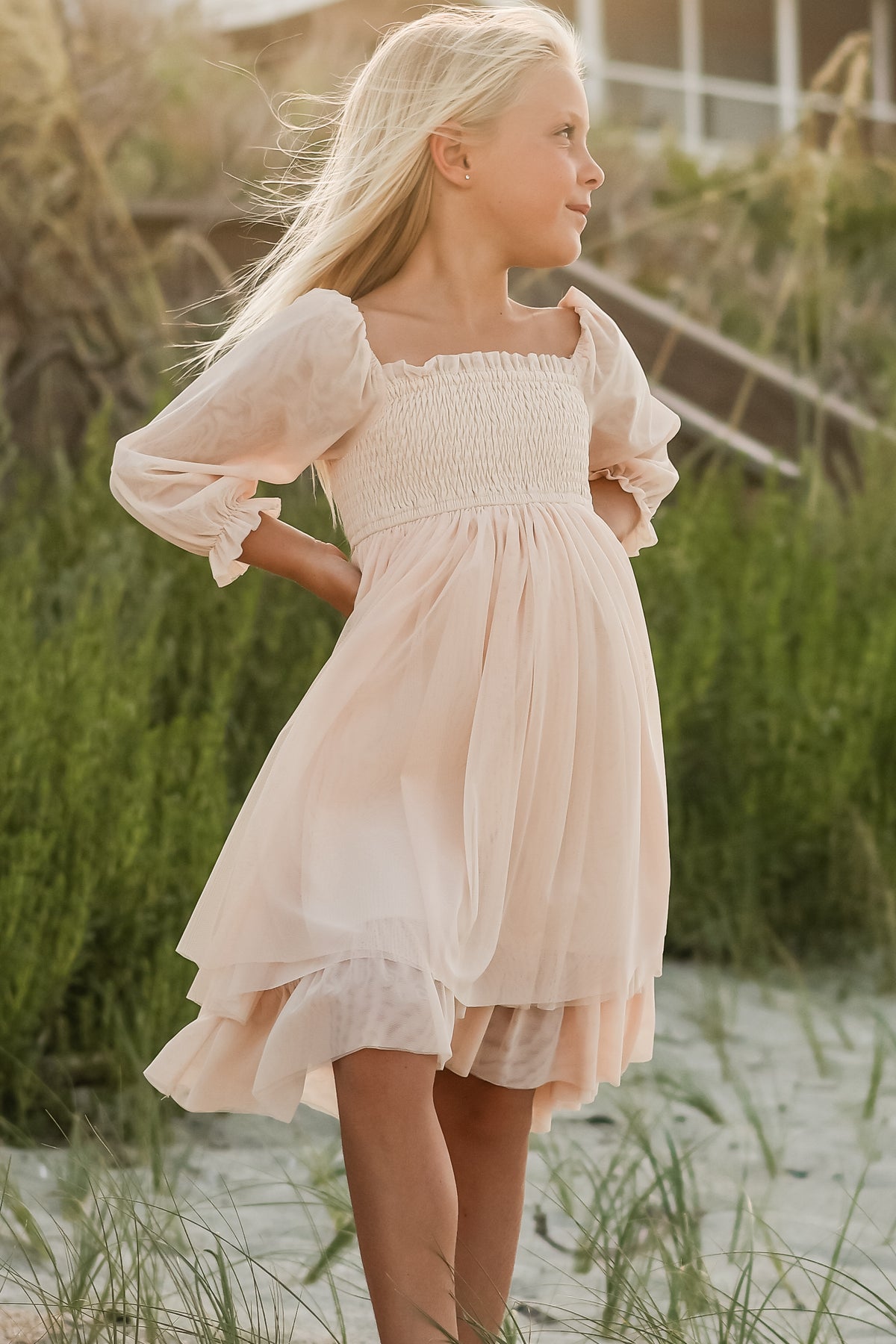 SS Girl's Dress Eowen Dress (ecru blush tulle)