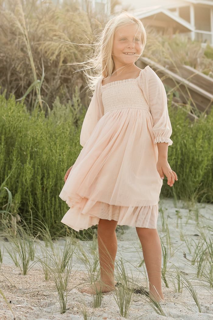 SS Girl's Dress Eowen Dress (ecru blush tulle)