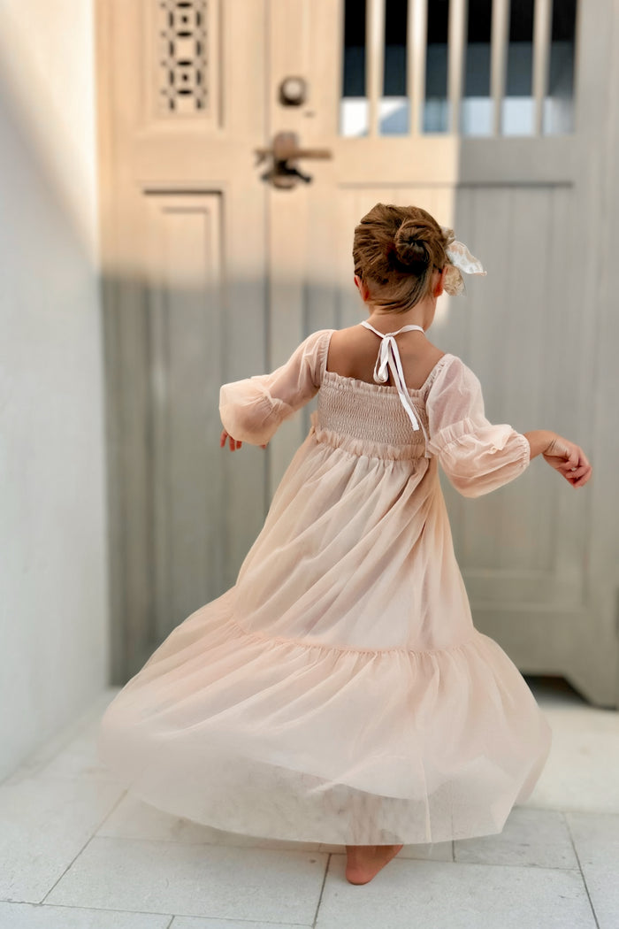 SS Girl's Dress Pippa Maxi (sand tulle)