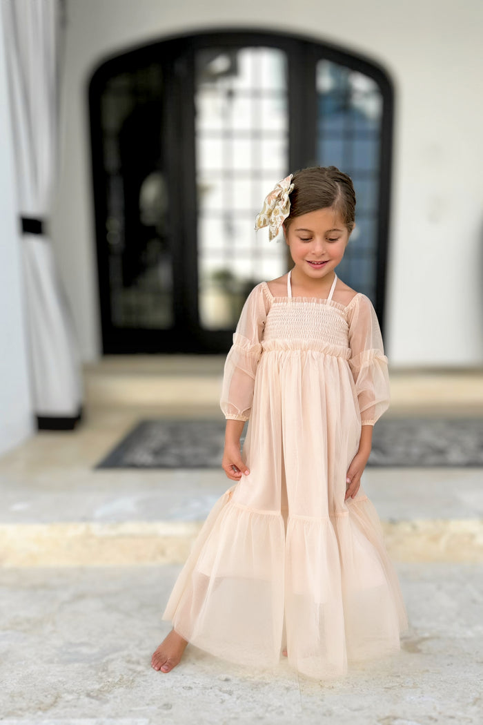 SS Girl's Dress Pippa Maxi (sand tulle)