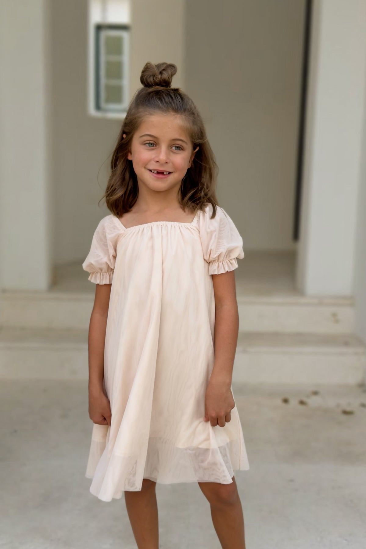 SS Girl's Dress Posie Dress (natural tulle)