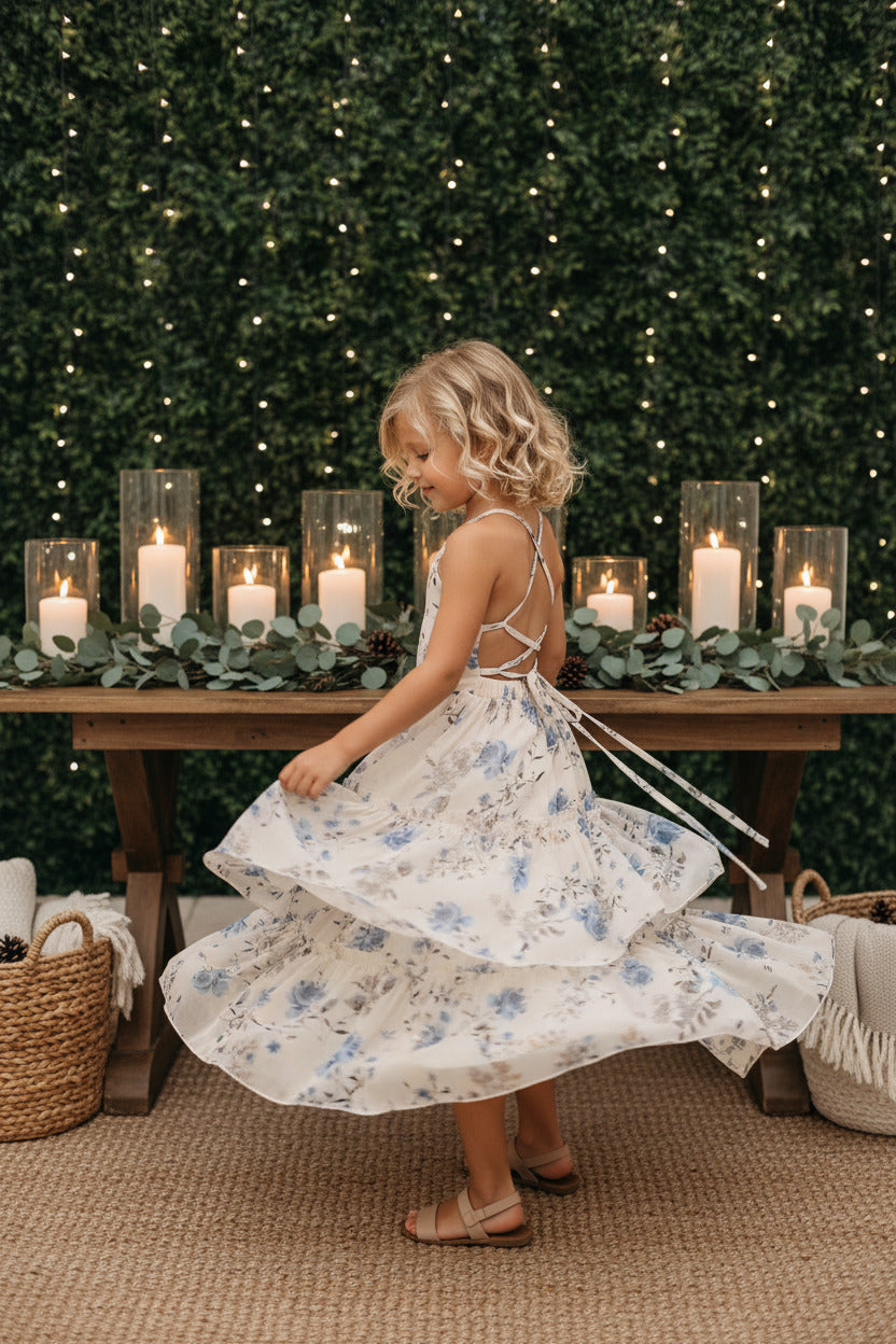 SS Girl's Dress Wendy Dress (floral blue chiffon)