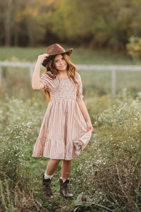 SS Girl's Dress Karina Dress (brown gingham)