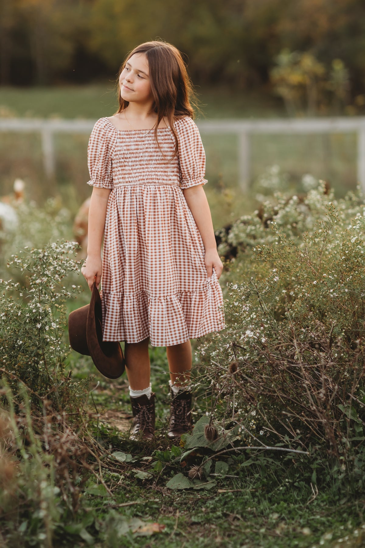 SS Girl's Dress Karina Dress (brown gingham)