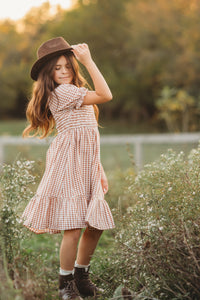 SS Girl's Dress Karina Dress (brown gingham)