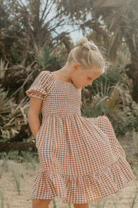 SS Girl's Dress Karina Dress (brown gingham)
