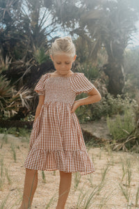 SS Girl's Dress Karina Dress (brown gingham)