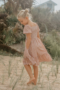 SS Girl's Dress Karina Dress (brown gingham)