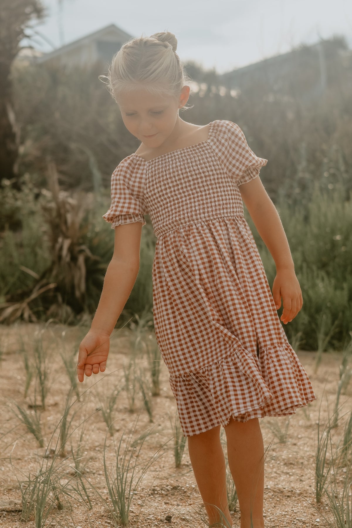 SS Girl's Dress Karina Dress (brown gingham)