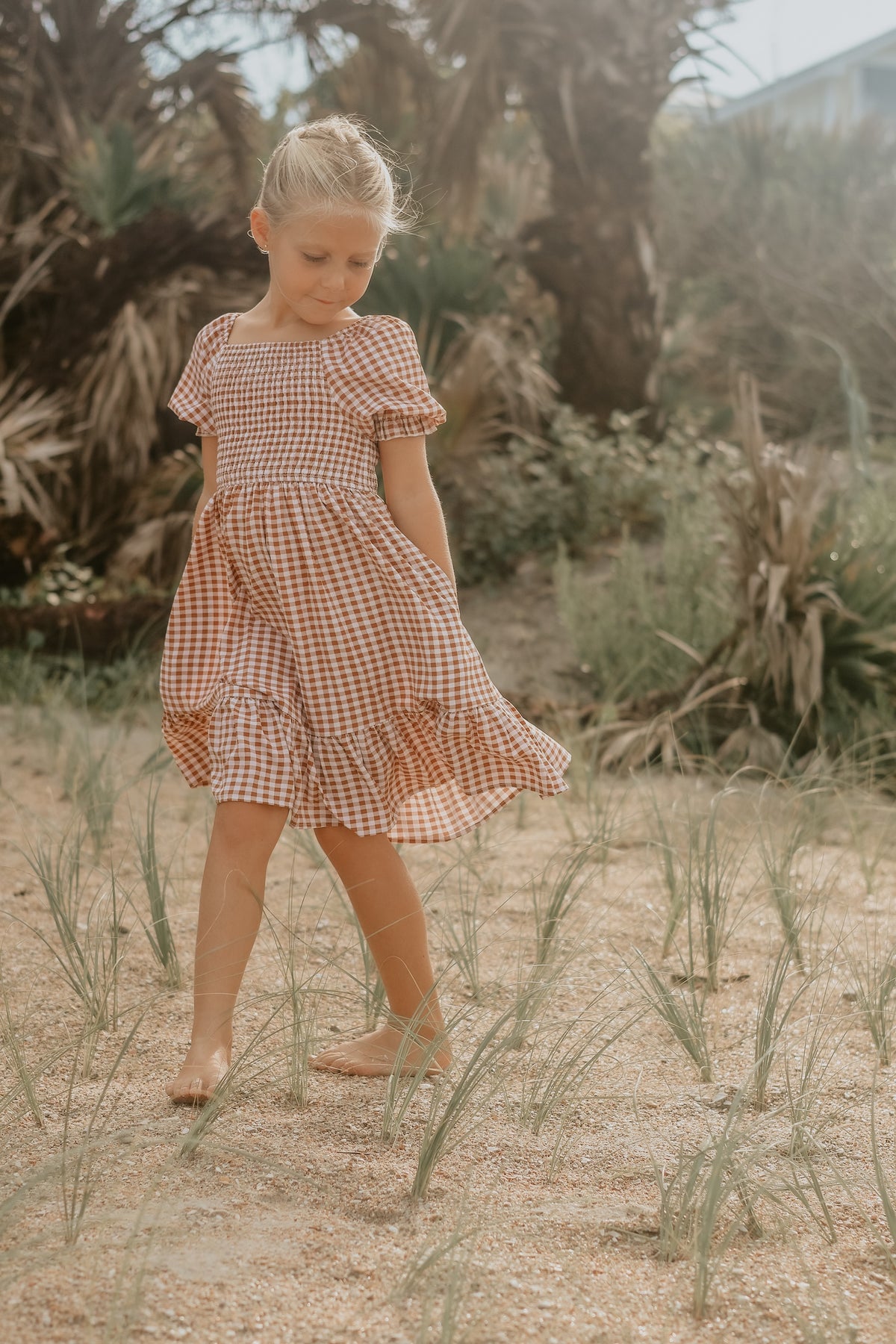 SS Girl's Dress Karina Dress (brown gingham)