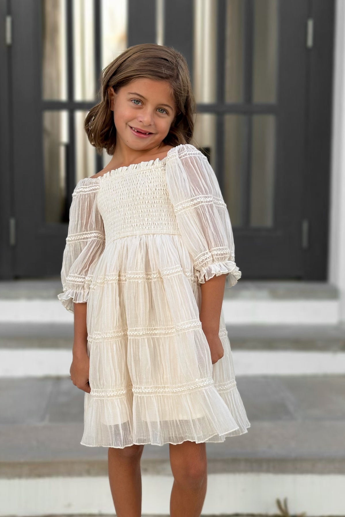 SS Girl's Dress Karina Dress (ivory chiffon)