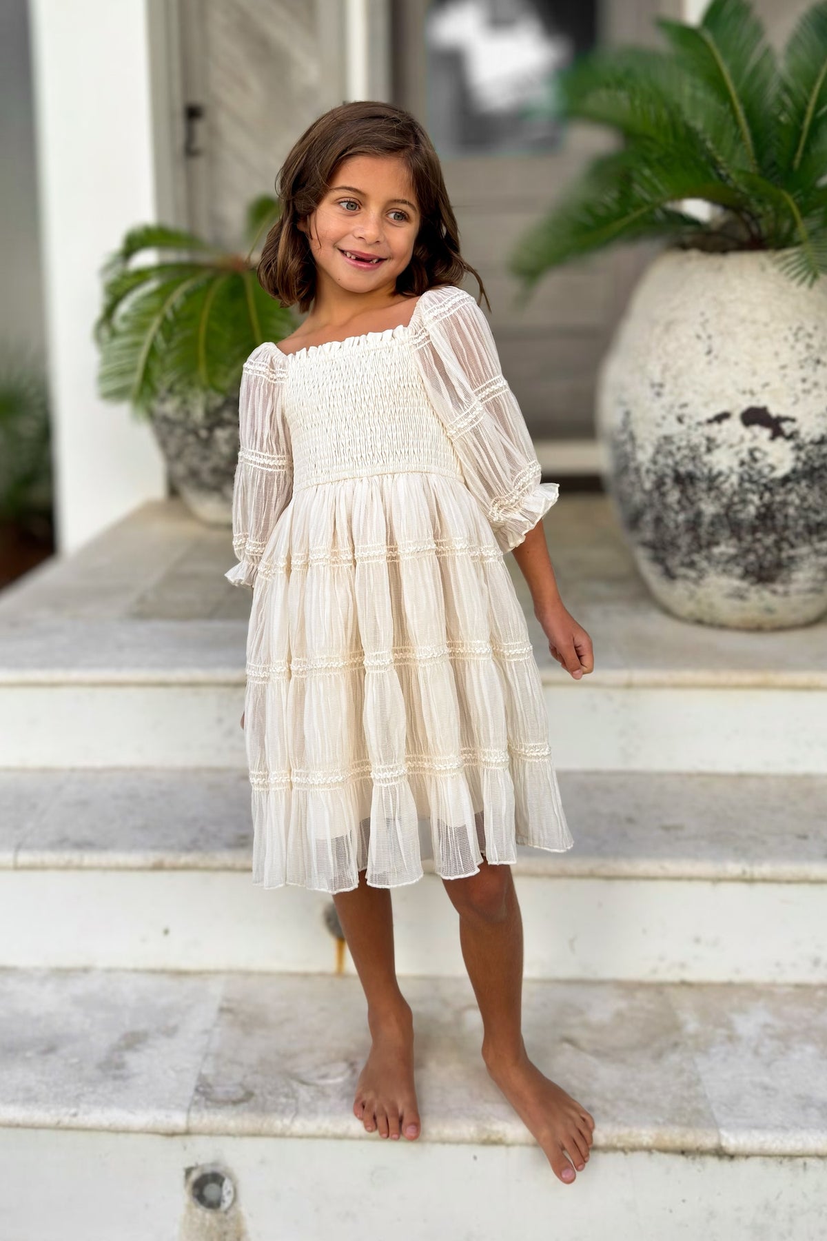 SS Girl's Dress Karina Dress (ivory chiffon)
