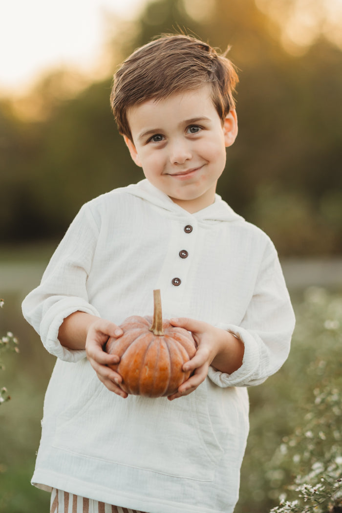 SS Boy's Top Knox Hoodie (white muslin)