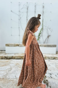LB Girl's Dress Liza Maxi (cocoa sprigs)