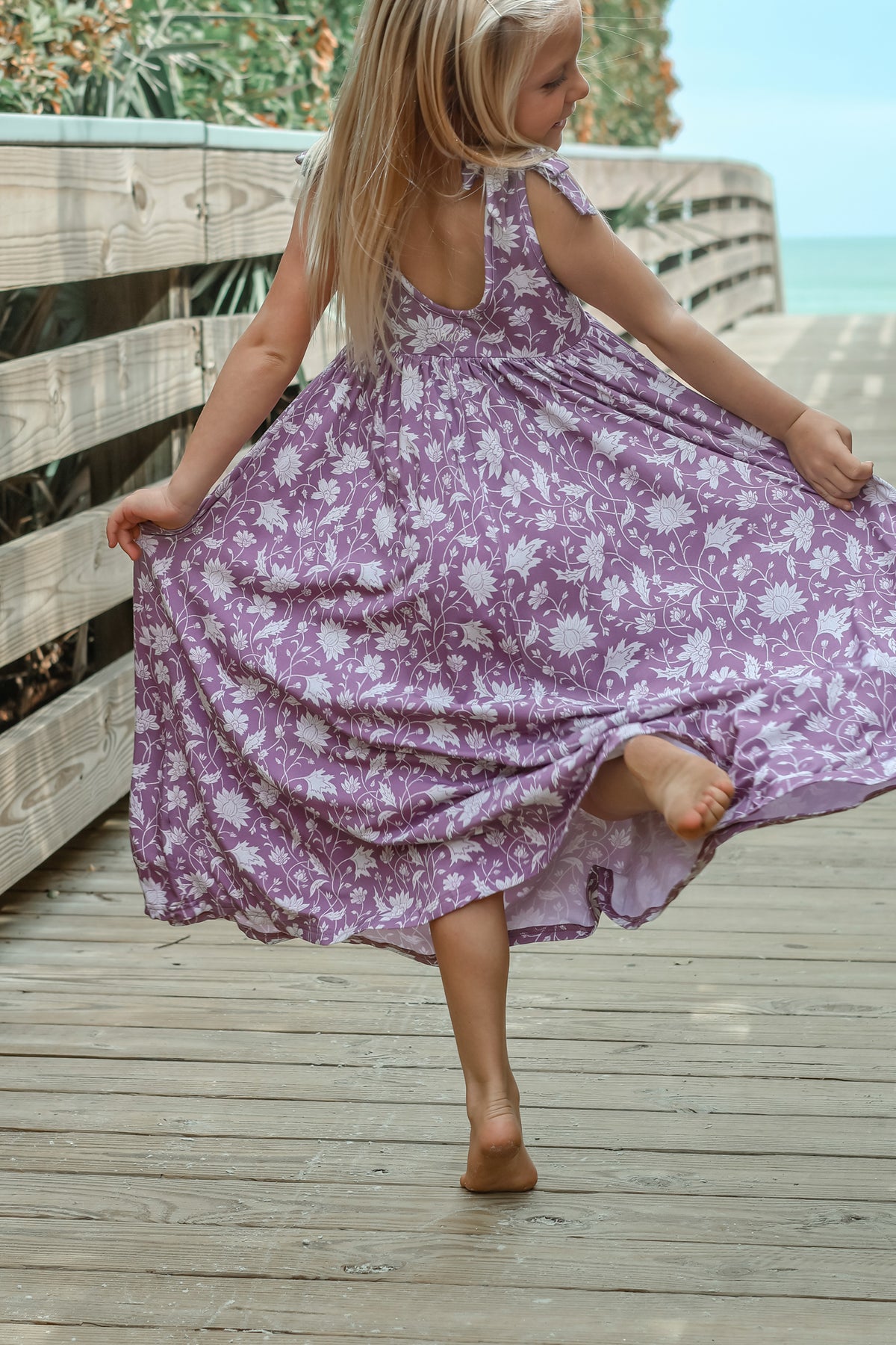 LB Girl's Dress Liza Maxi (lilac blooms)