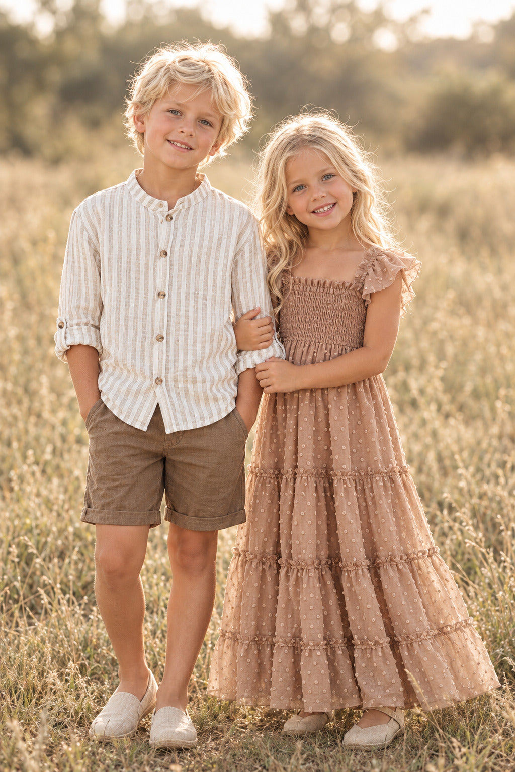 SS Boy's Top Ty Shirt (driftwood stripe linen)