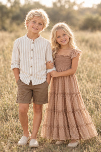 SS Girl's Dress Marabella Dress (mocha swiss dot)