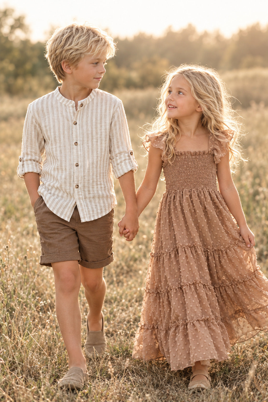 SS Girl's Dress Marabella Dress (mocha swiss dot)