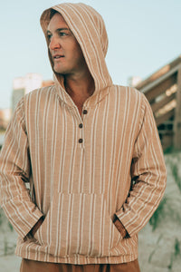 SS Men's Top Men's Knox Hoodie (mocha stripe linen)