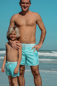 LB Men's Swim Men's Surf Shorts (aqua waves)