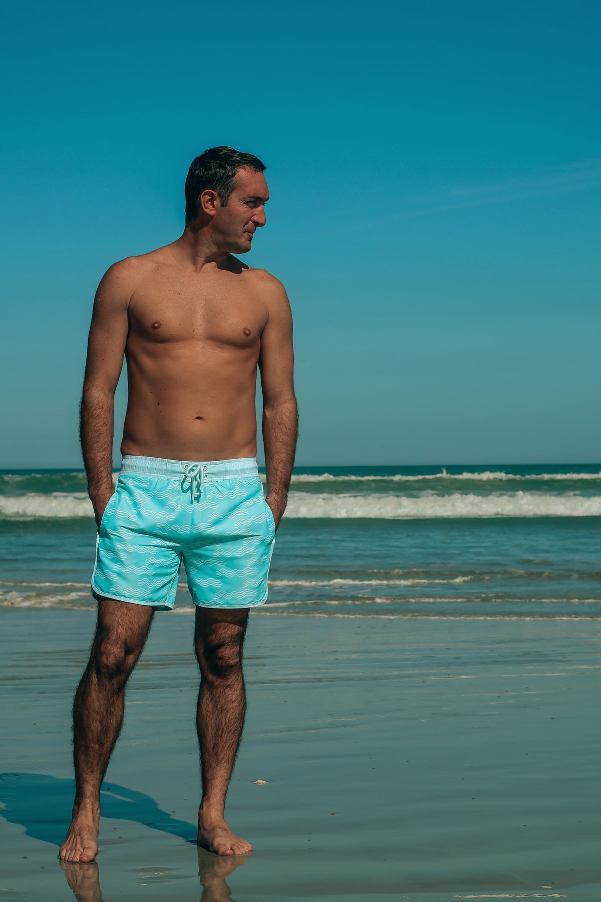 LB Men's Swim Men's Surf Shorts (aqua waves)