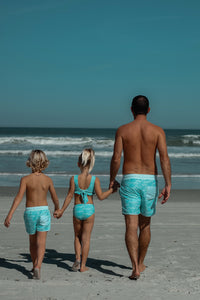 LB Men's Swim Men's Surf Shorts (aqua waves)