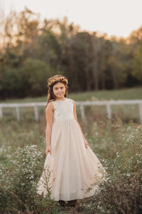 SS Girl's Dress Noelle Dress (sequin natural tulle)