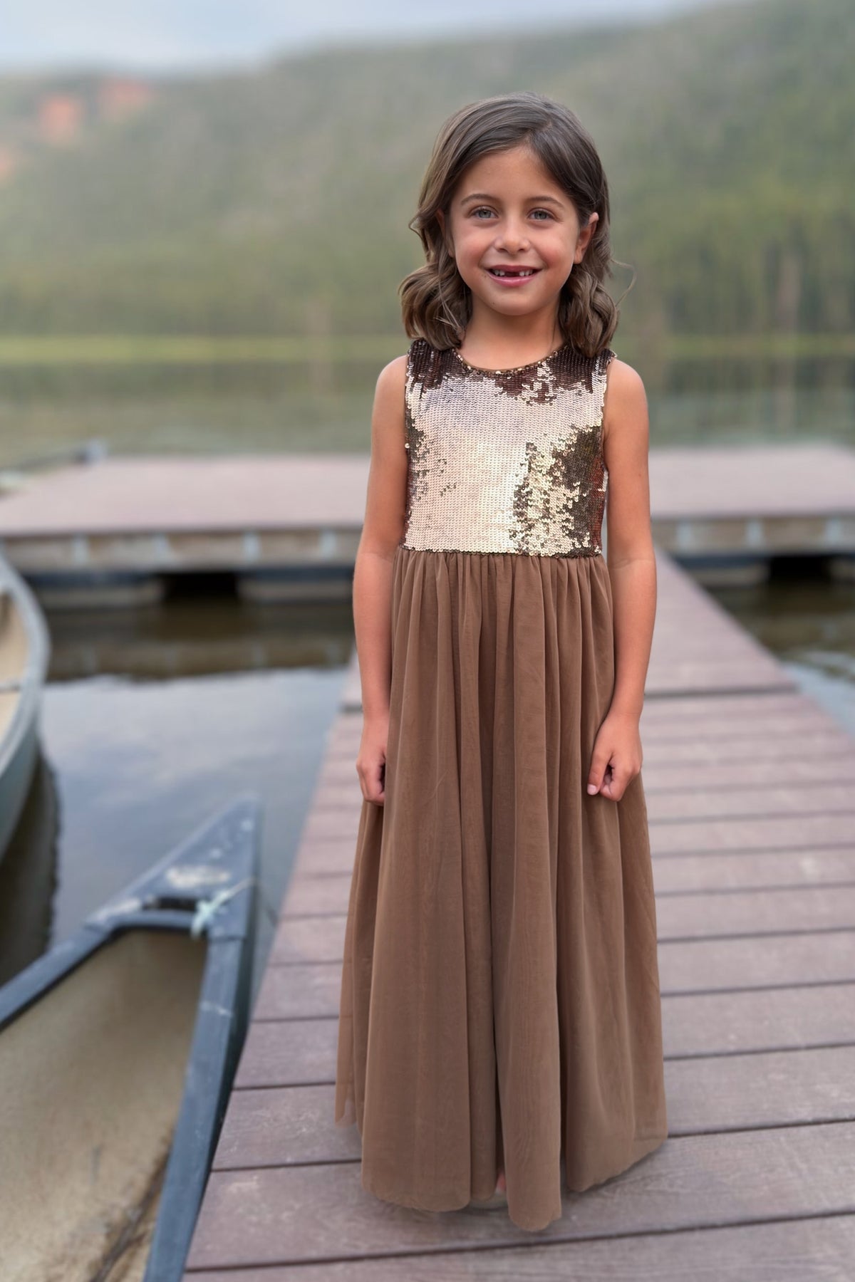 SS Girl's Dress Noelle Dress (sequin cocoa tulle)