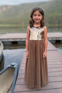 SS Girl's Dress Noelle Dress (sequin cocoa tulle)