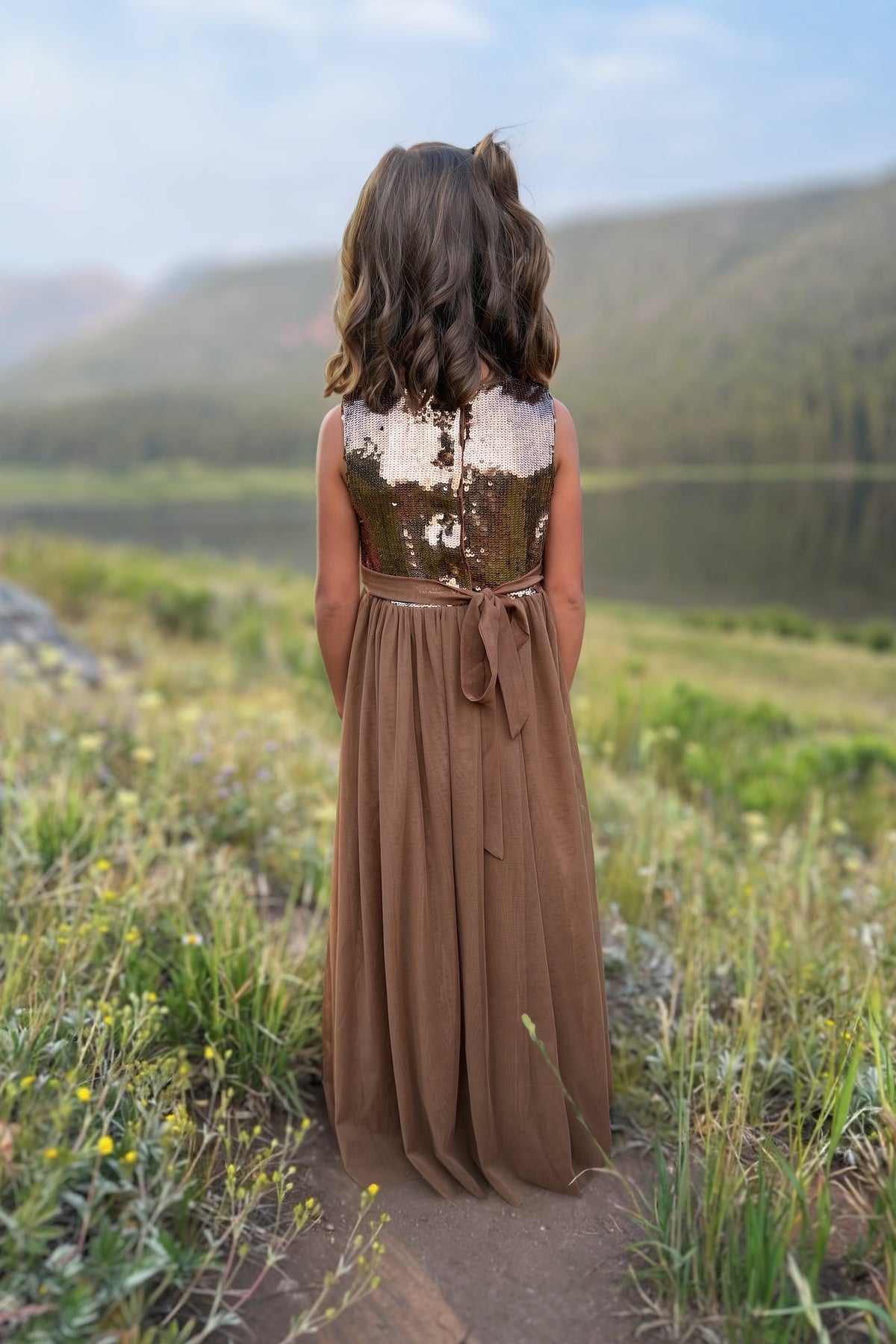 SS Girl's Dress Noelle Dress (sequin cocoa tulle)