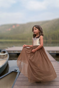 SS Girl's Dress Noelle Dress (sequin cocoa tulle)