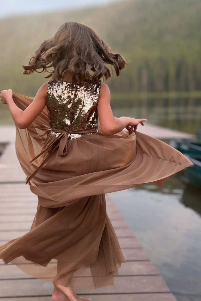 SS Girl's Dress Noelle Dress (sequin cocoa tulle)