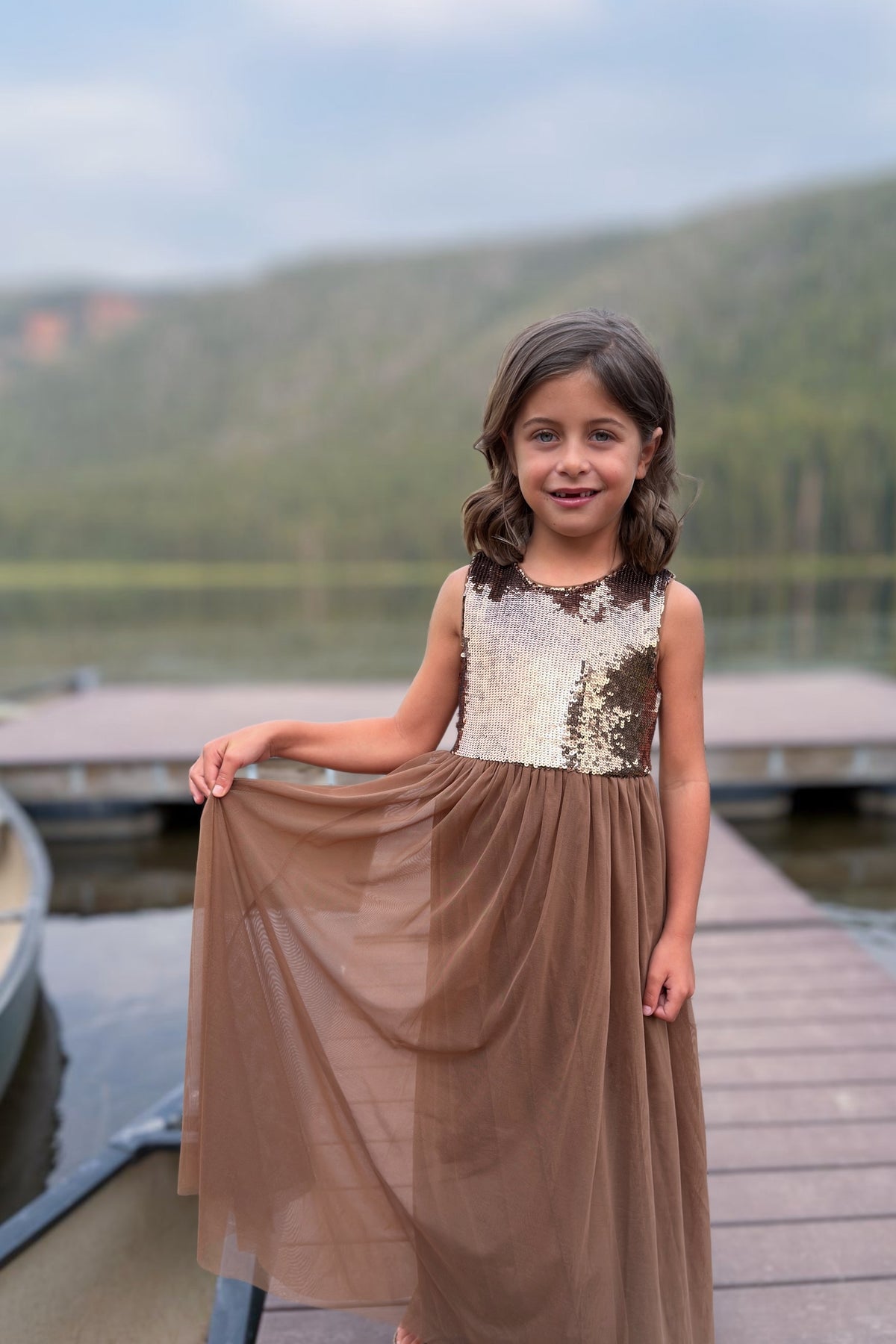 SS Girl's Dress Noelle Dress (sequin cocoa tulle)