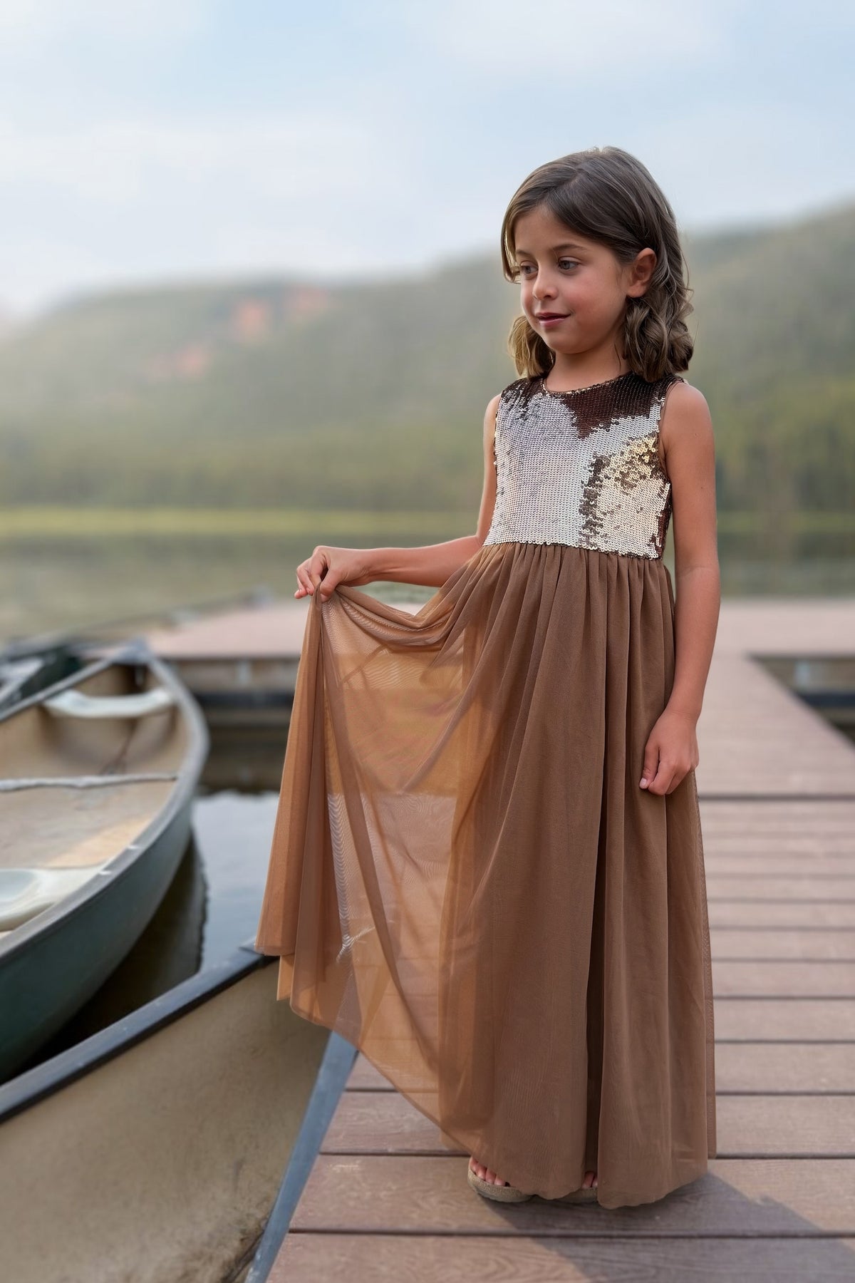 SS Girl's Dress Noelle Dress (sequin cocoa tulle)