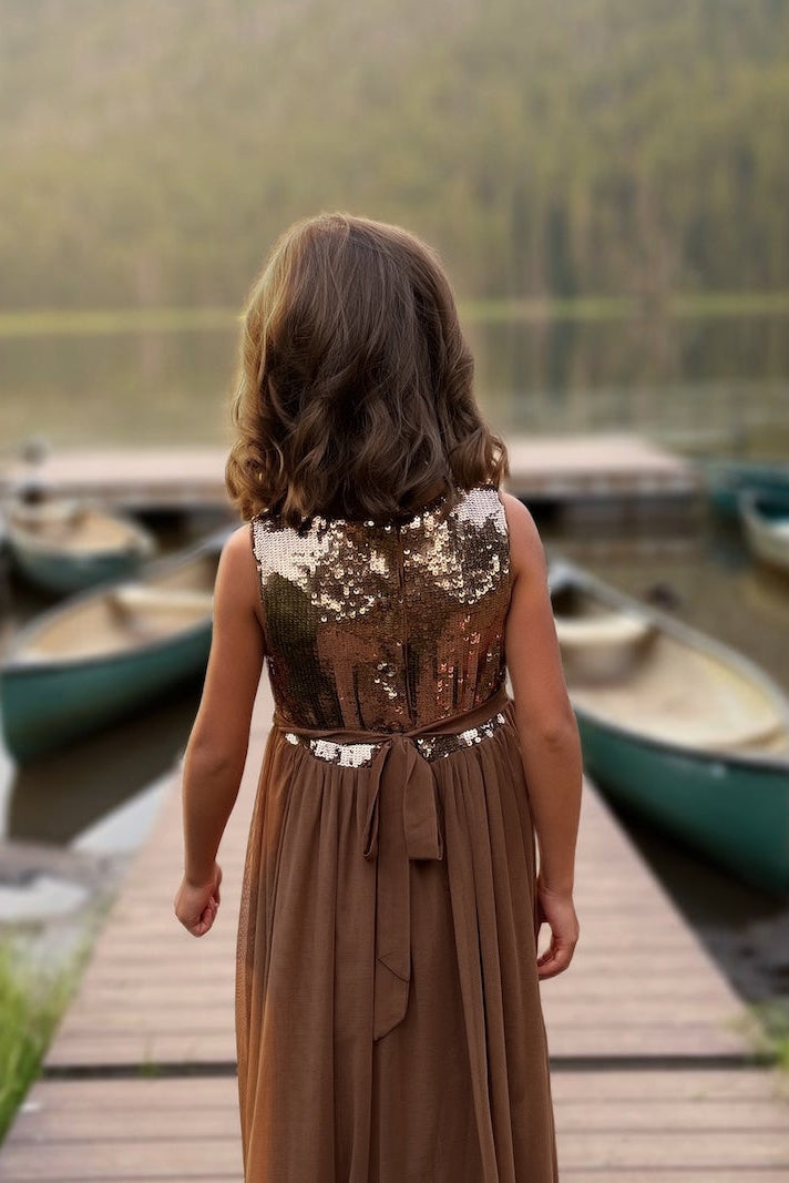 SS Girl's Dress Noelle Dress (sequin cocoa tulle)
