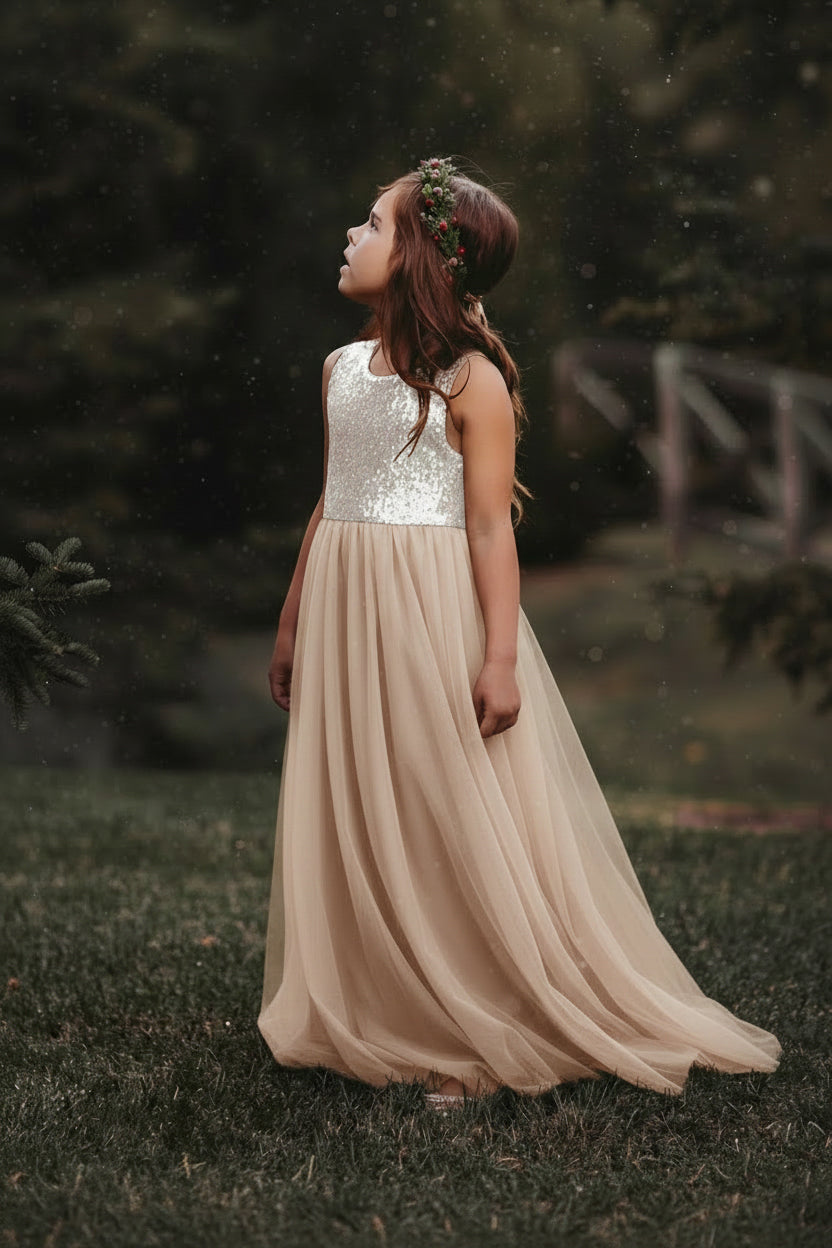 Noelle Dress (sequin natural tulle) – INDIE BLUE