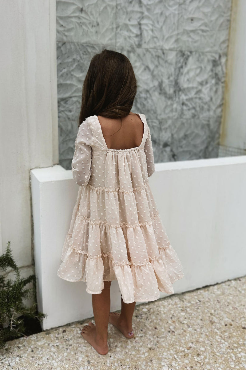 Nora Dress (natural swiss dot)  INDIE BLUE