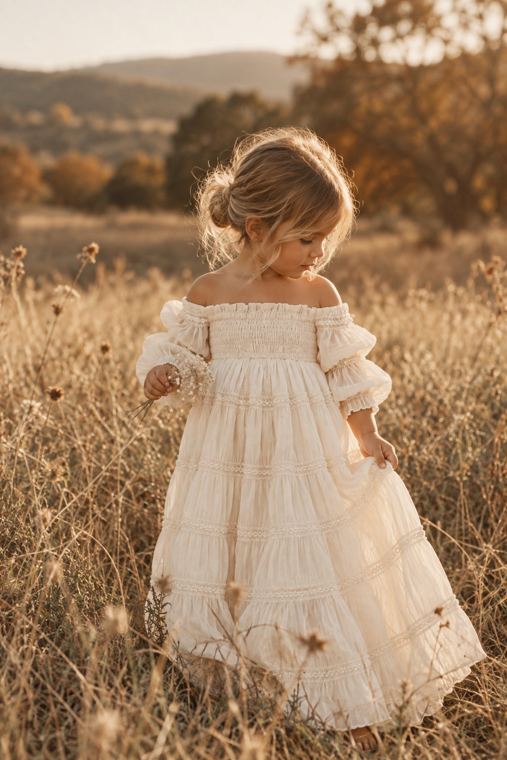 SS Girl's Dress Pippa Maxi (ivory chiffon)