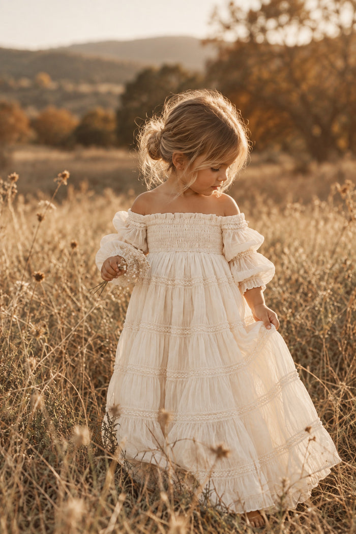 SS Girl's Dress Pippa Maxi (ivory chiffon)