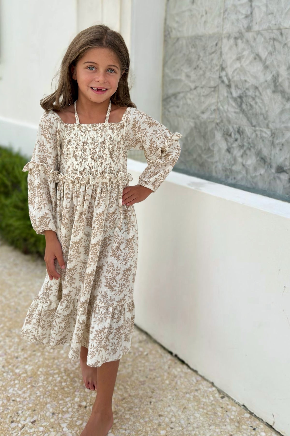 SS Girl's Dress Pippa Dress (mocha mist floral)