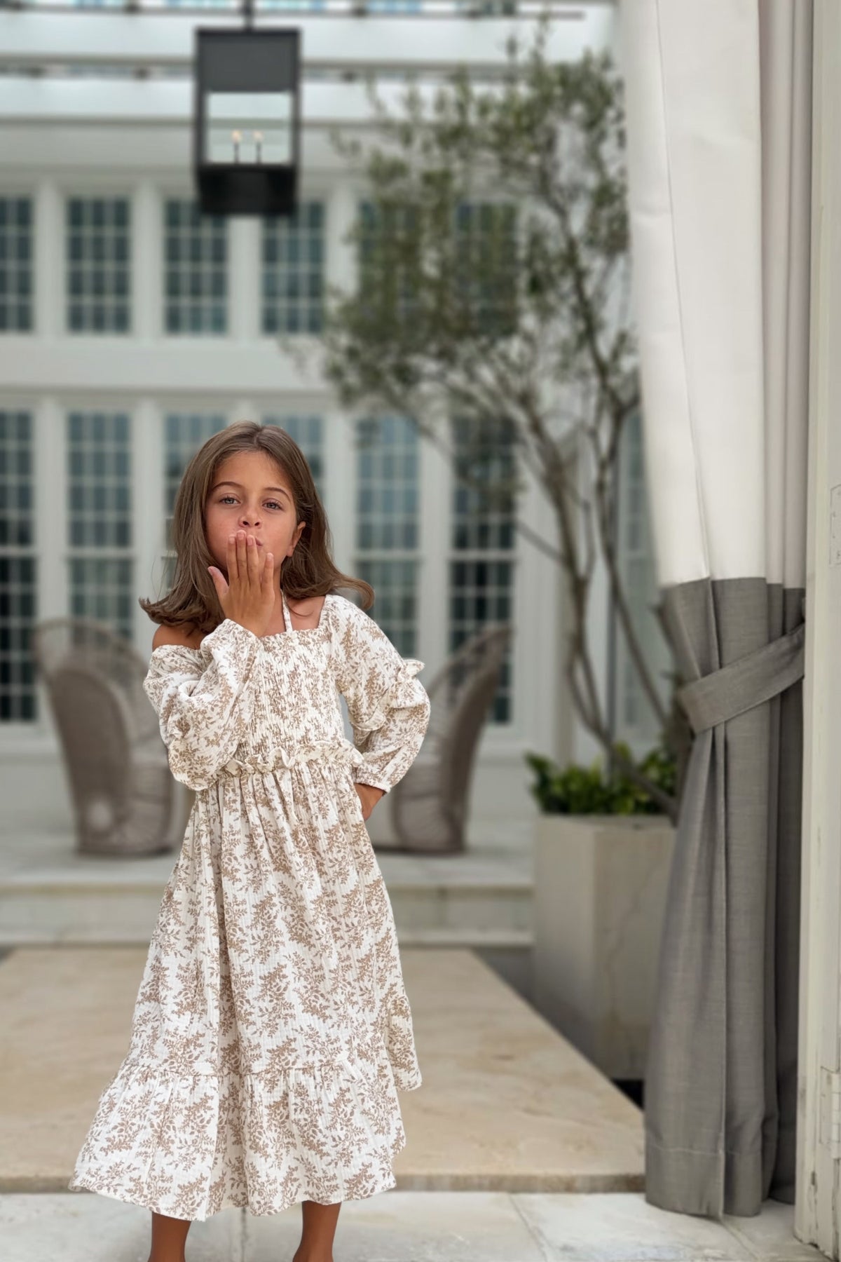SS Girl's Dress Pippa Dress (mocha mist floral)
