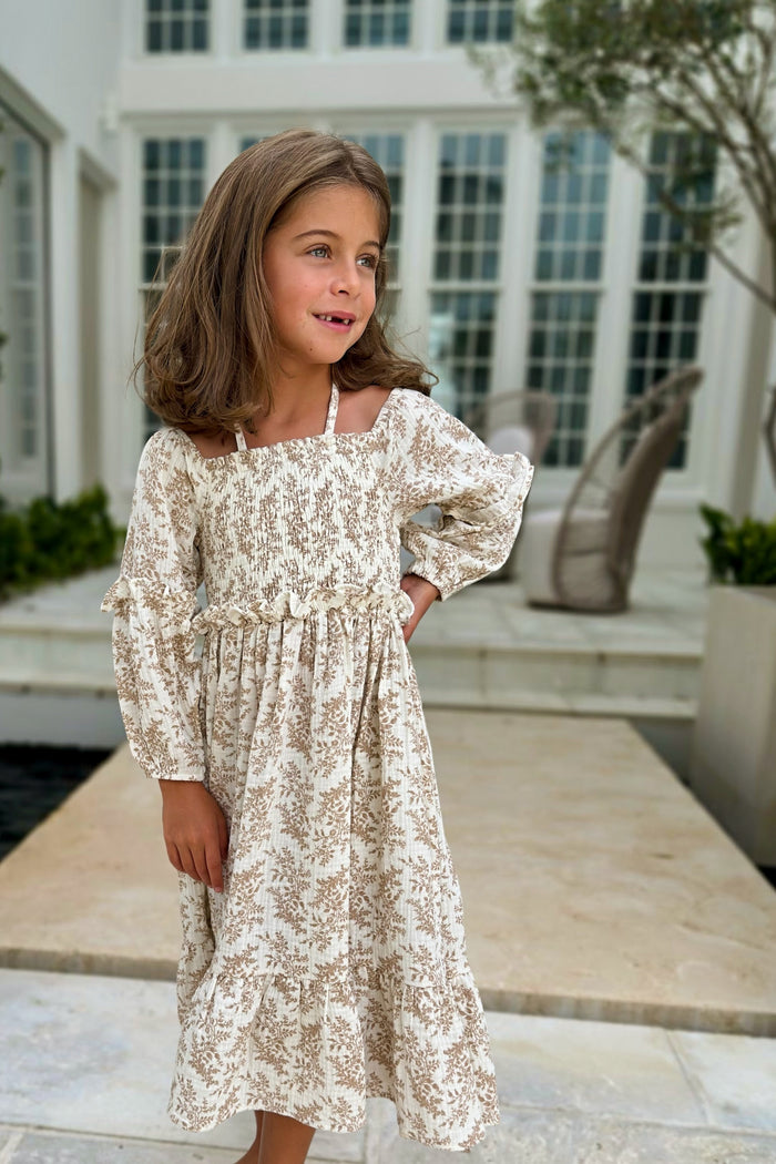 SS Girl's Dress Pippa Dress (mocha mist floral)