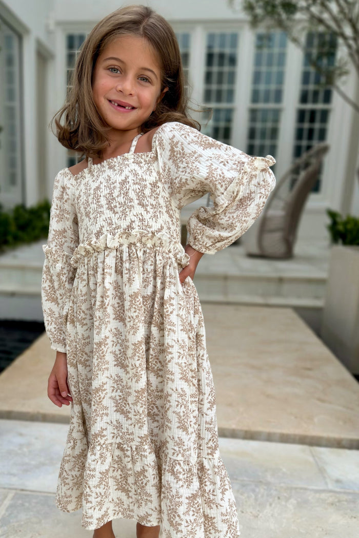 SS Girl's Dress Pippa Dress (mocha mist floral)