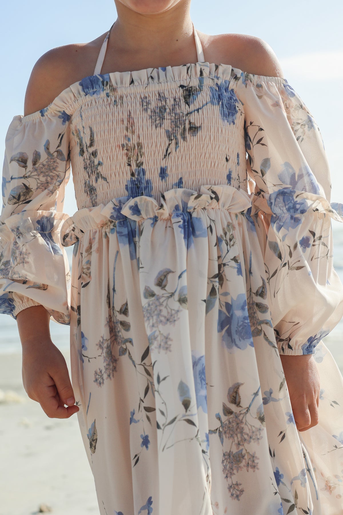 Pippa Maxi (floral blue chiffon) 6Y