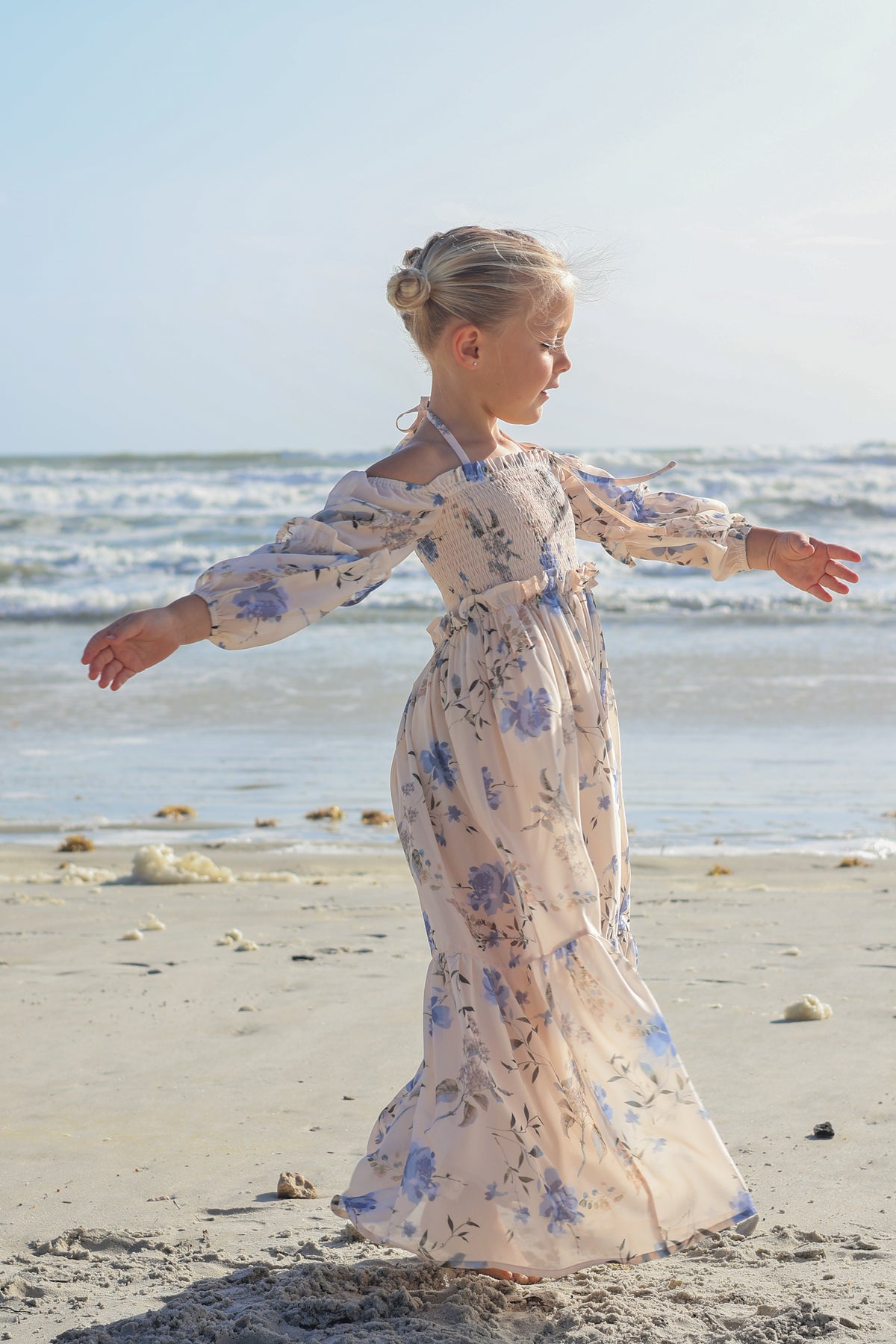 maxi chiffon floral dress Pippa Maxi (floral blue chiffon) 6Y