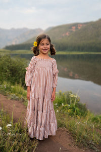 SS Girl's Dress Pippa Maxi (brown gingham)